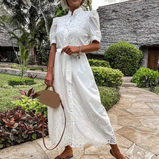 SANWOOD Women’s Summer Maxi Dress - Elegant Puff Sleeve, A-Line Style - Buy Center US
