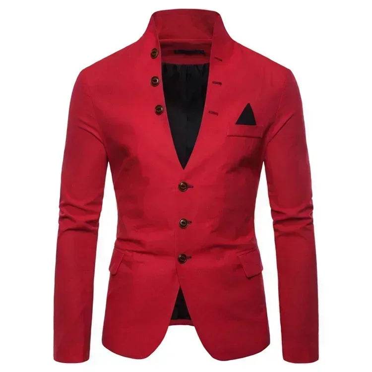 Men's Slim Fit Blazer - Casual Multi-Button Stand-Up Collar Jacket - Buy Center US