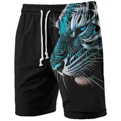 Men's Tiger Print Swim Trunks - Casual Beach Shorts with Elastic Waist - Buy Center US