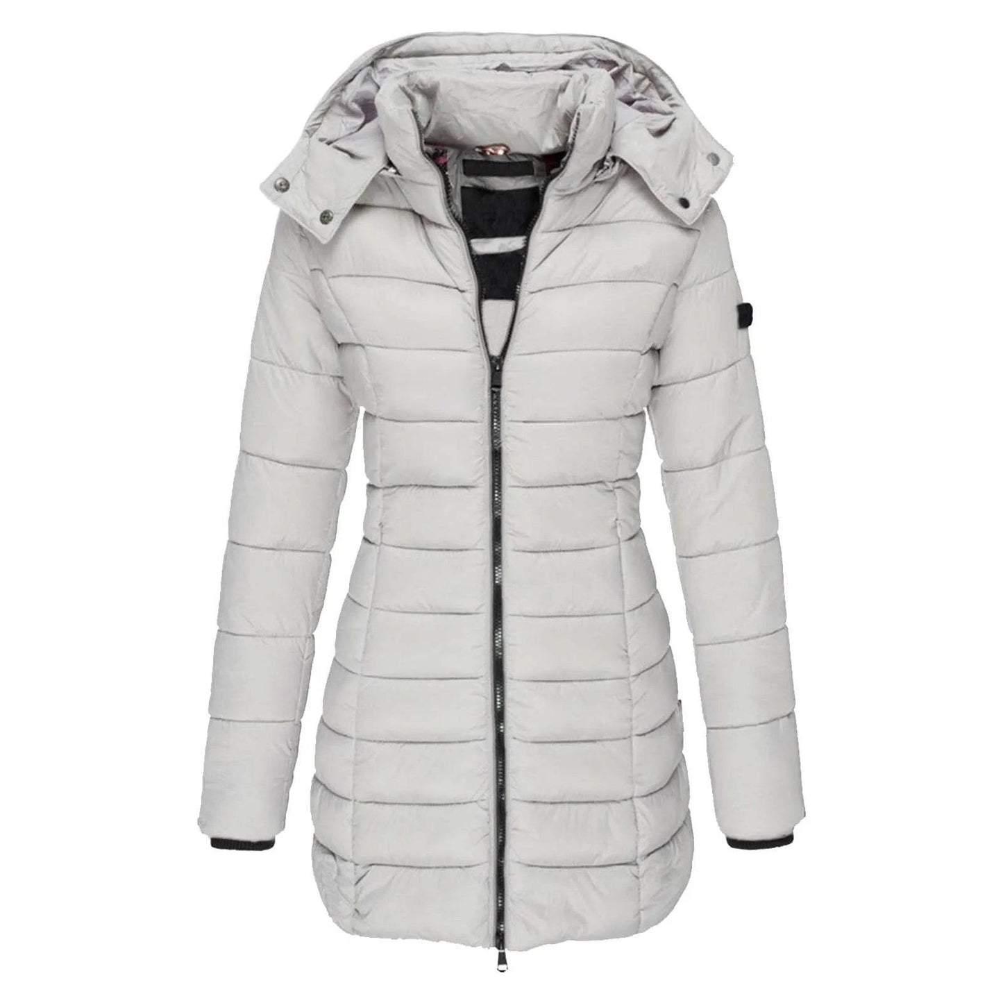 Women's Slim Fit Hooded Down Jacket - Warm Polyester Parka - Buy Center US