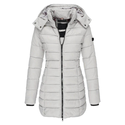 Women's Slim Fit Hooded Down Jacket - Warm Polyester Parka - Buy Center US