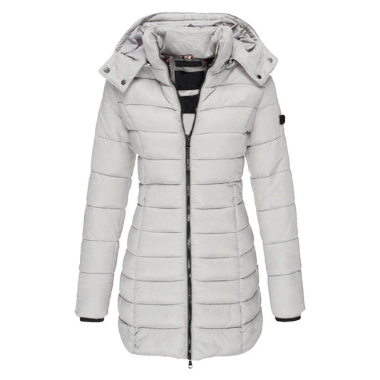 Women's Slim Fit Hooded Down Jacket - Warm Polyester Parka - Buy Center US