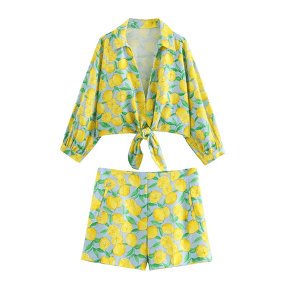 UNIZERA Spring Women's Linen Top & Shorts Set - Slim Fit Floral Design - Buy Center US