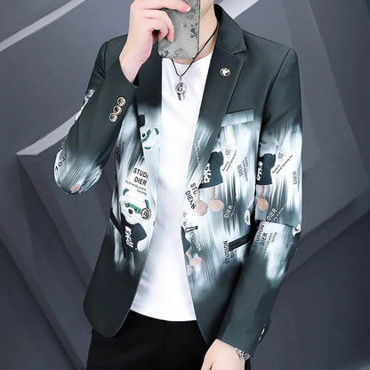 Men's Slim Fit Printed Blazer - Stylish Business Casual Jacket M-3XL - Buy Center US