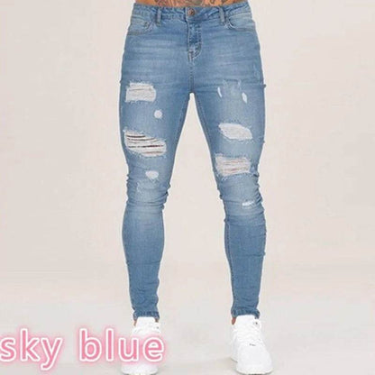 Men's Stretchy Ripped Skinny Jeans - High Quality Slim Fit Denim - Buy Center US