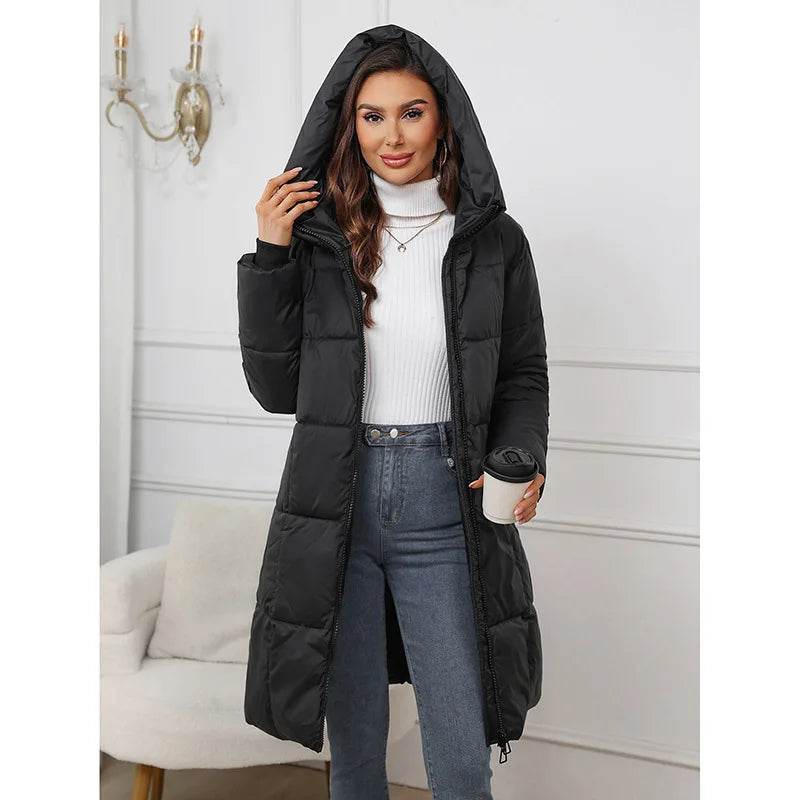 Women's Long Thick Cotton Coat - Casual Warm Parka for Autumn 2024 - Buy Center US