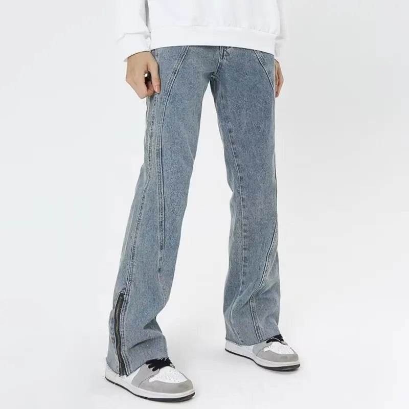 2023 Y2K Fashion Baggy Flare Jeans - Men's Distressed Denim Pants - Buy Center US