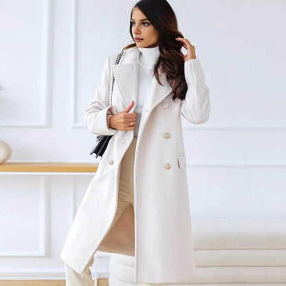 SANWOOD Women’s Double-Breasted Overcoat - Turn-Down Collar, Casual Style - Buy Center US