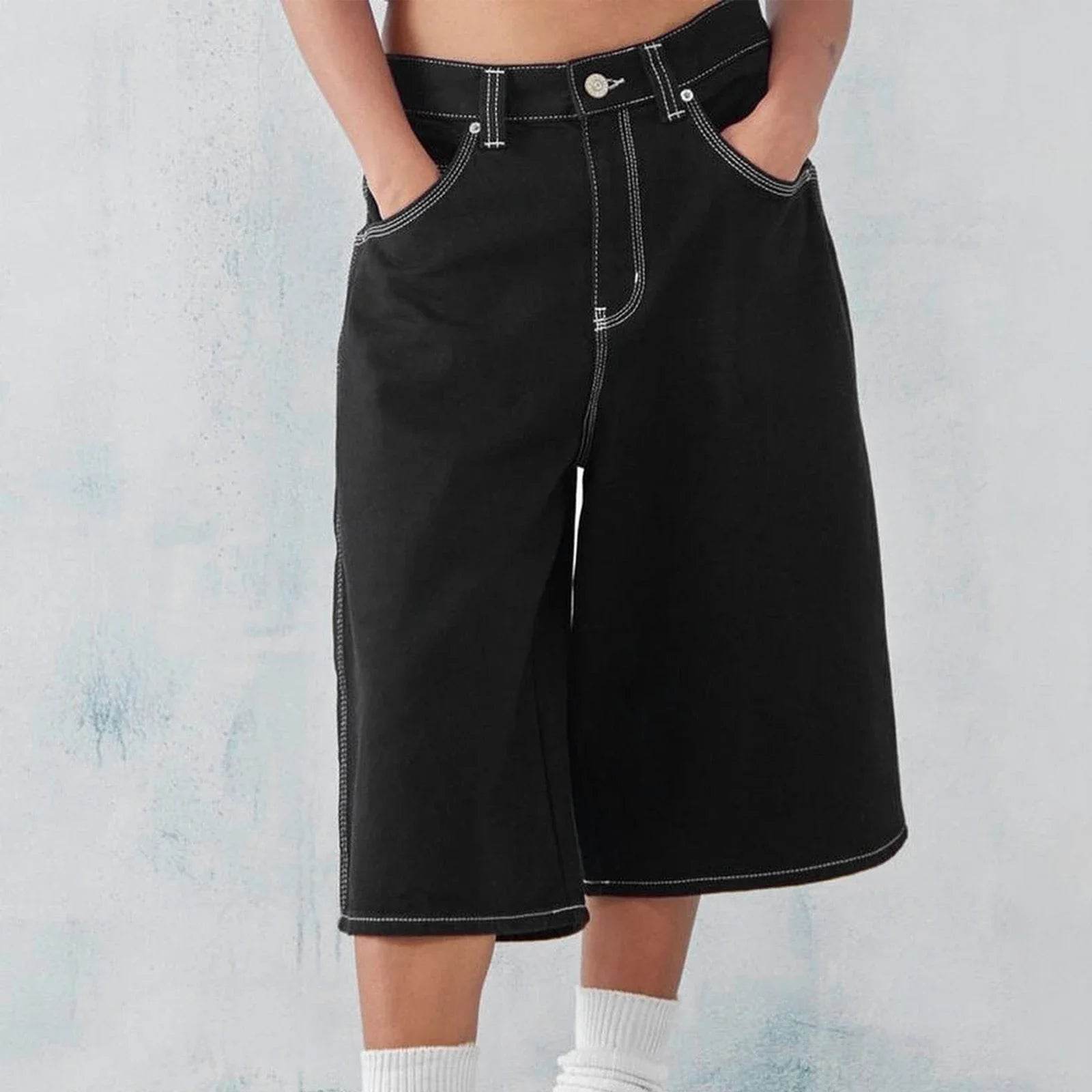 Men's Baggy Denim Shorts - Casual Loose Fit Y2K Vintage Streetwear - Buy Center US