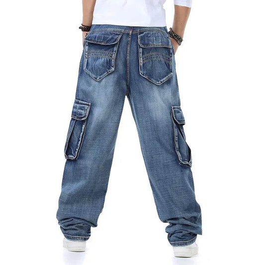DOIYTT Men’s Baggy Jeans - Large Size, Multi-Pocket Denim Trousers - Buy Center US