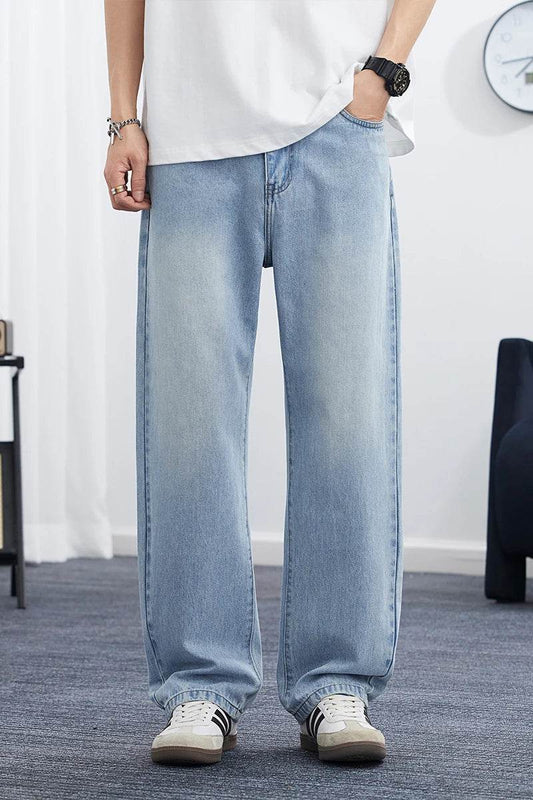 Men's Korean Style Straight Leg Lyocell Jeans - Lightweight & Casual - Buy Center US
