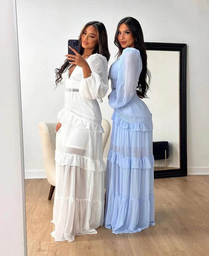 Elegant Women’s Long Sleeved Ruffle Dress - Stylish Party Wear - Buy Center US
