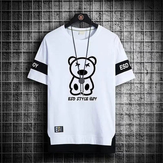 XMSFTD Men's Korean Style Oversized T-Shirt - Casual Short Sleeve Top - Buy Center US