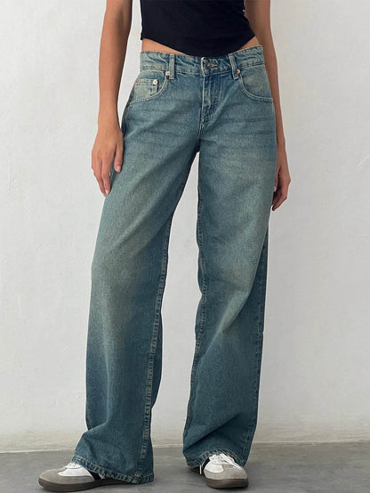 Y2K High Waist Baggy Jeans for Women - Vintage Loose Fit Denim - Buy Center US