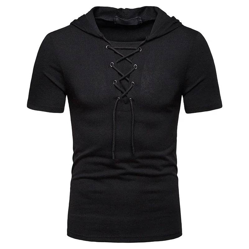 Men's Hooded Casual T-Shirt - Lightweight, Breathable, Drawstring Design - Buy Center US