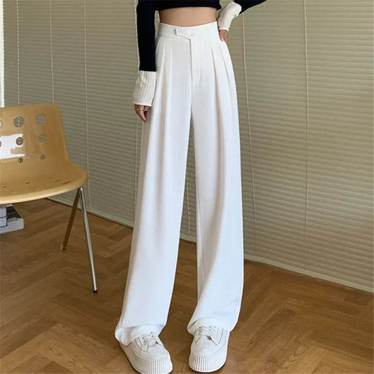 2024 Women's High Waist Wide Leg Trousers - Elegant Minimalist Pants - Buy Center US
