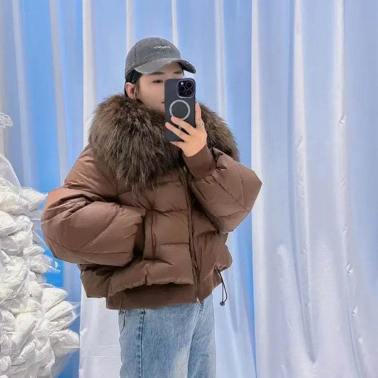 Women's Super Warm Duck Down Coat - Real Raccoon Fur Collar - Buy Center US