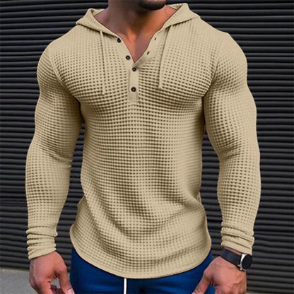 Men's Casual Long Sleeve Pullover Hoodie - Comfortable Solid Color Tops - Buy Center US