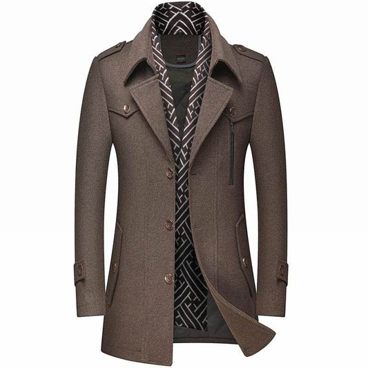 FAVOCENT Men's Woolen Coat - Thicken Mid-Length Trench for Autumn - Buy Center US