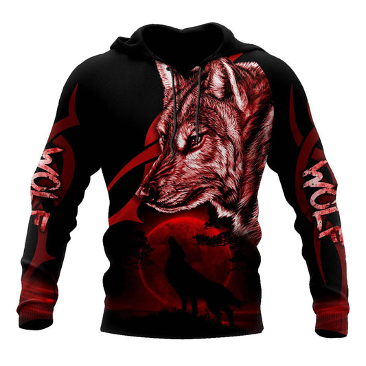 Retro Wolf Tattoo Vegvisir Hoodie - Black & White 3D Print for Men - Buy Center US