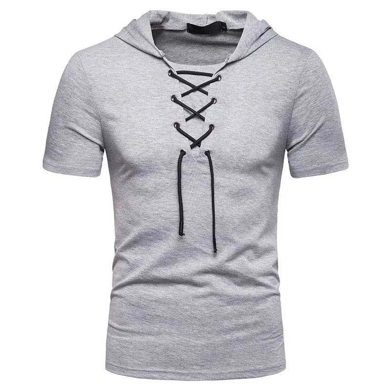 Men's Hooded Casual T-Shirt - Lightweight, Breathable, Drawstring Design - Buy Center US