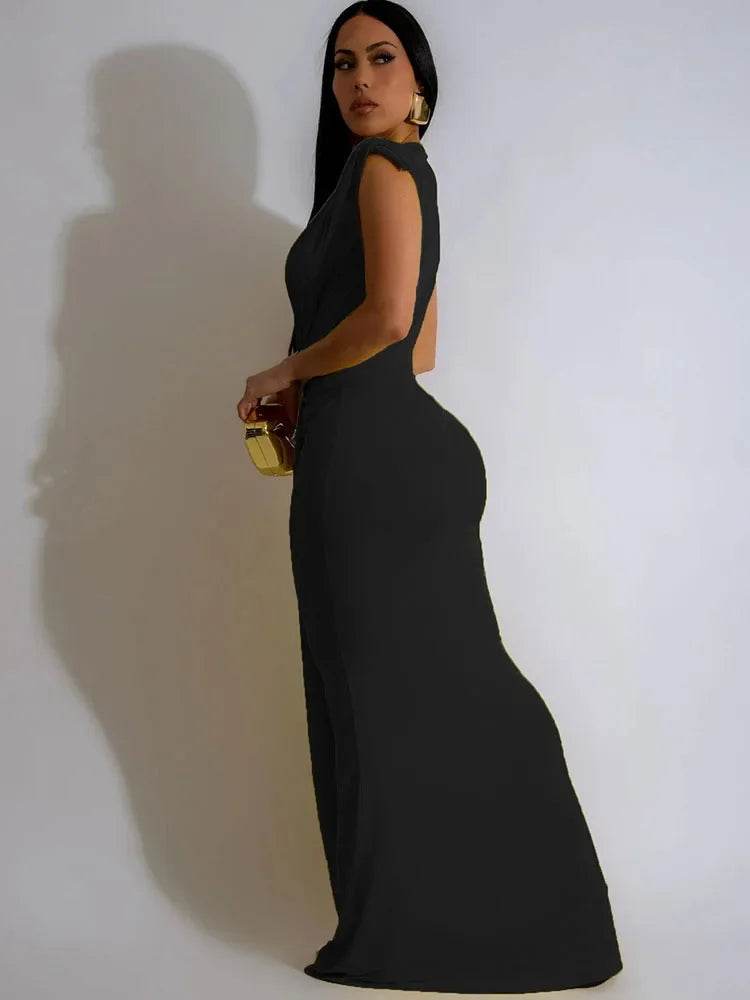 Doyerl Elegant Bodycon Maxi Dress - Deep V-Neck for Parties - Buy Center US