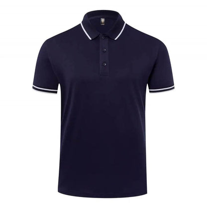 Classic Striped Polo T-Shirt for Men - Short Sleeve, Casual & Breathable - Buy Center US
