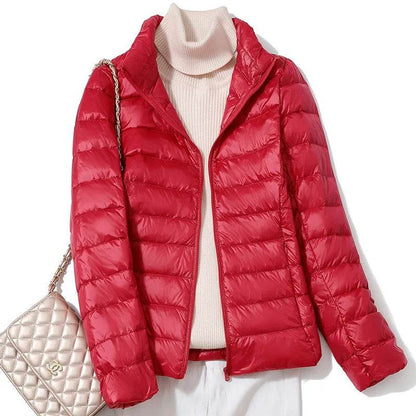Women's Ultra Lightweight Puffer Jacket - Slim Fit White Duck Down - Buy Center US