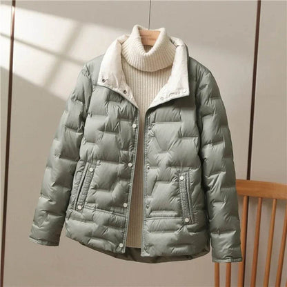 Women's Casual White Duck Down Coat - Lightweight Puffer Jacket - Buy Center US