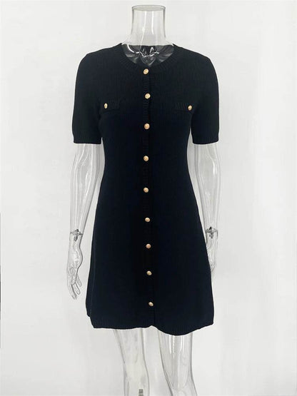 Trendix Elegant Knit Mini Dress - Slim High Waist Short Sleeve Style - Buy Center US