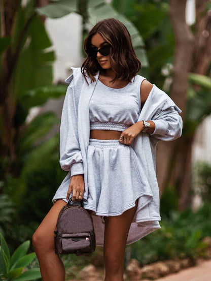 HGTE Women's Trendy Solid Color 3-Piece Tank Top & Shorts Set - Buy Center US