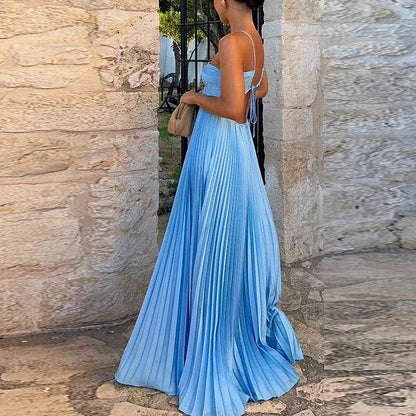 ELSVIOSE Sleeveless High Waist A-Line Holiday Dress - Summer Chic - Buy Center US