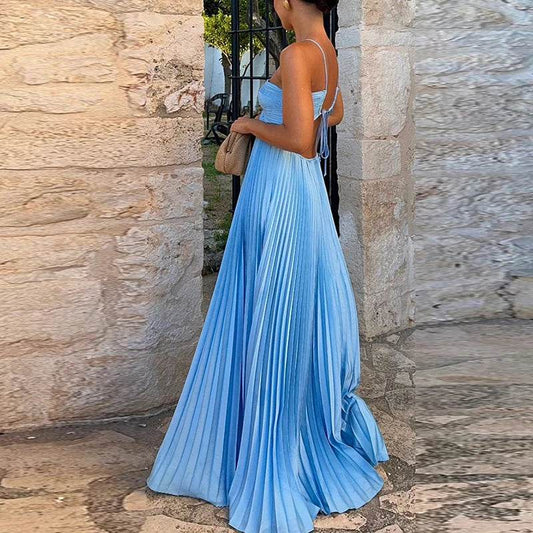 ELSVIOSE Sleeveless High Waist A-Line Holiday Dress - Summer Chic - Buy Center US
