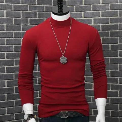 Men's Casual Turtleneck T-Shirt - Autumn Winter Slim Fit Long Sleeve - Buy Center US