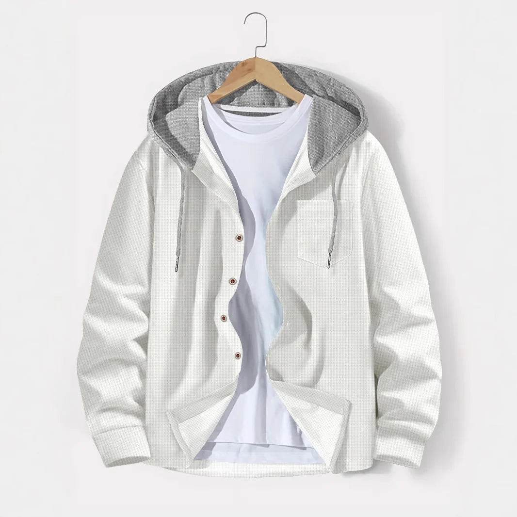 BOILEN HENG XIN Men’s Hooded Cardigan - Casual Waffle Knit Coat - Buy Center US