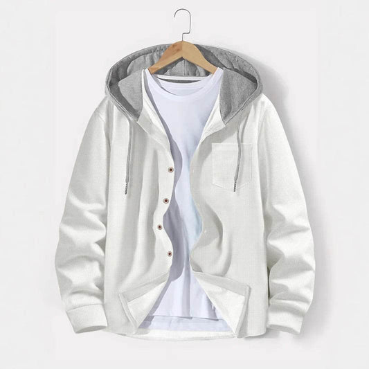 BOILEN HENG XIN Men’s Hooded Cardigan - Casual Waffle Knit Coat - Buy Center US