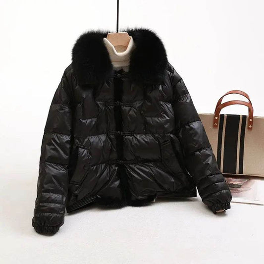 Women's 2023 Winter White Down Coat - Large Collar, Waterproof & Thick - Buy Center US