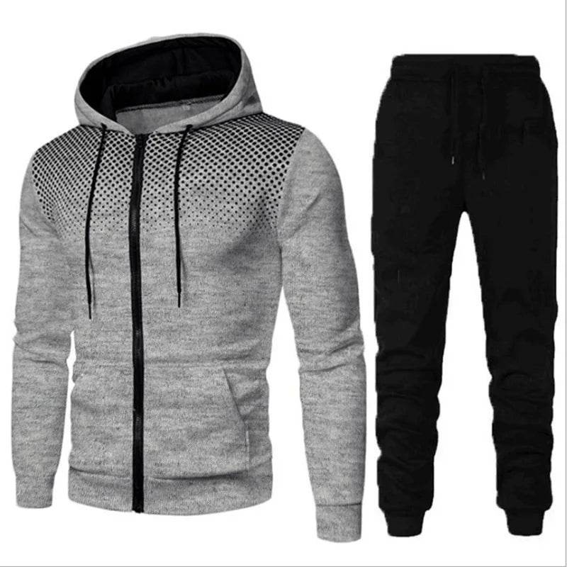 Stylish Zipper Hooded Tracksuit for Men - Casual Fitness Jogging Set - Buy Center US