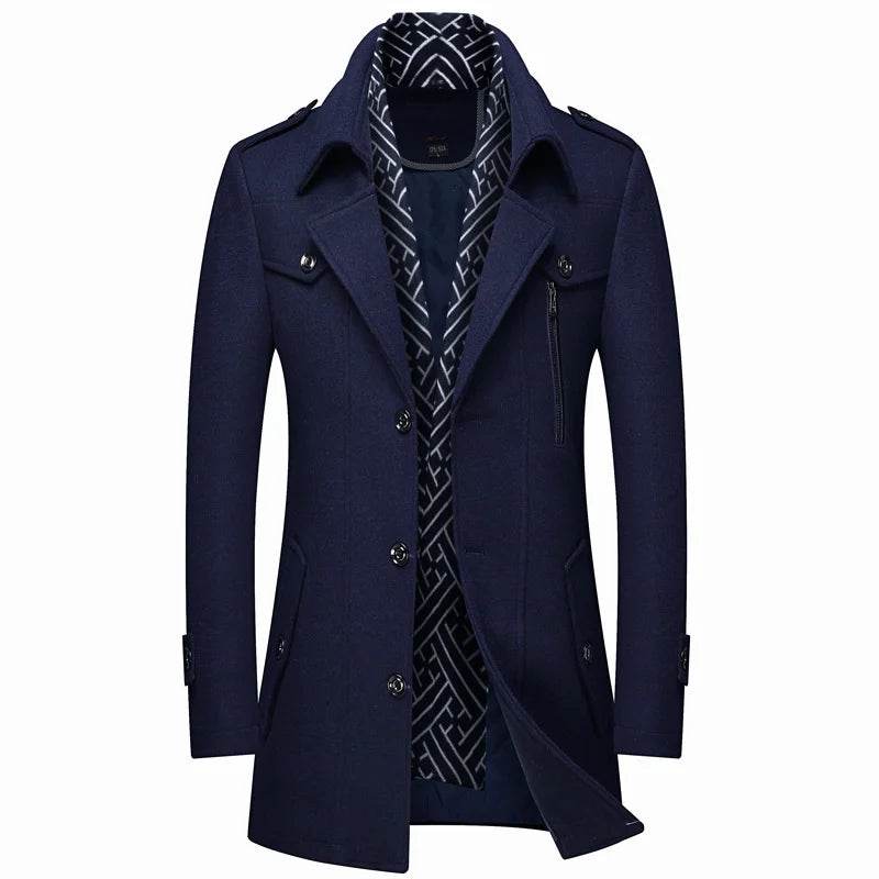 FAVOCENT Men's Woolen Coat - Thicken Mid-Length Trench for Autumn - Buy Center US