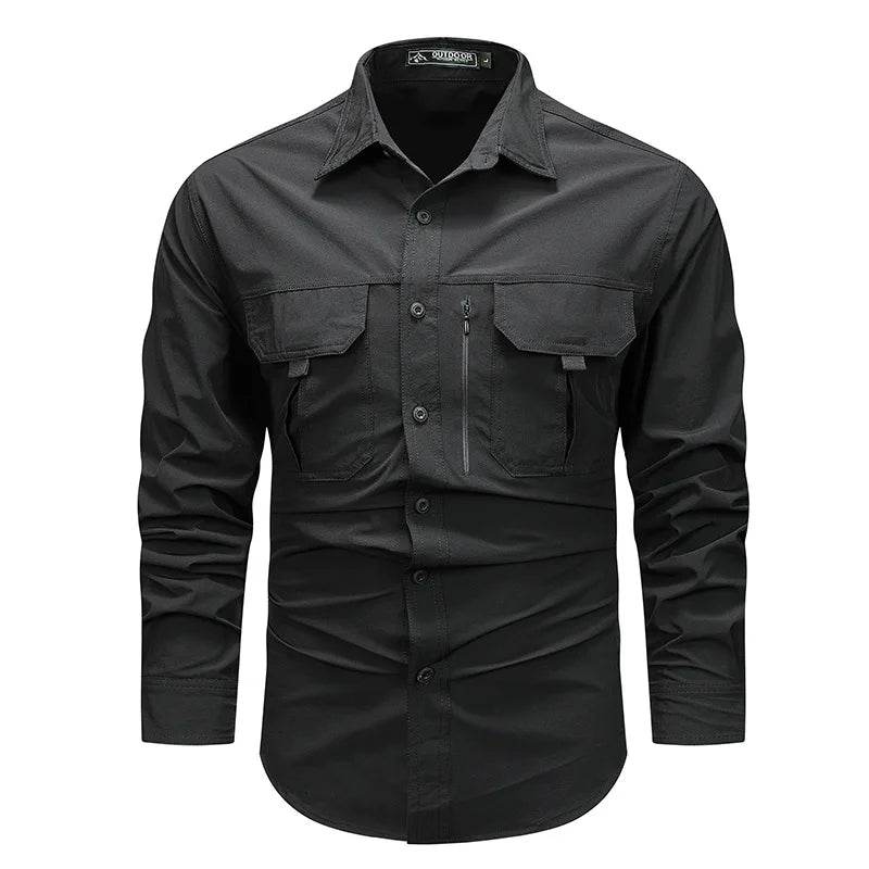 Wolf Inheritance Men's Tactical Work Shirt - Long Sleeve, Multi-Pocket Casual - Buy Center US