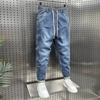 Luxury Loose-Fitting Harem Jeans for Men - Casual Blue Pants - Buy Center US