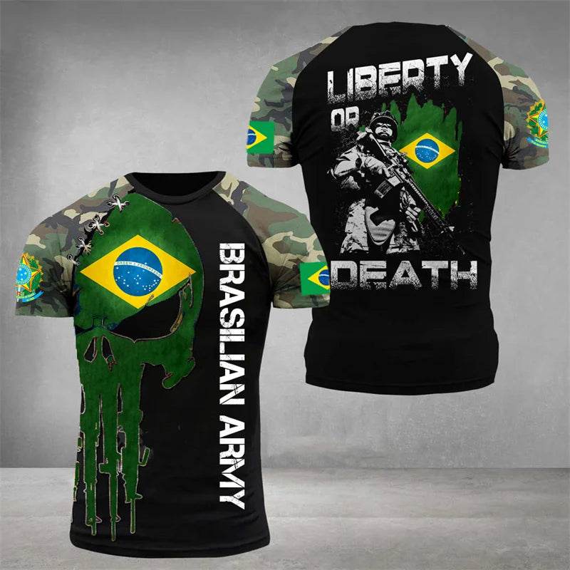 Brazil Flag 3D Print Men's T-Shirt - Casual Summer Oversized Tee - Buy Center US