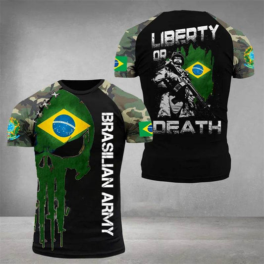 Brazil Flag 3D Print Men's T-Shirt - Casual Summer Oversized Tee - Buy Center US