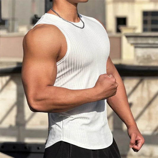 RUASPV Men's Fitness Tank Top - Striped Sleeveless Gym Vest for Summer - Buy Center US