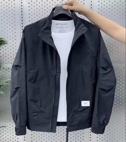 Casual Men's Autumn Jacket - Breathable Solid Color Stand Collar Design - Buy Center US