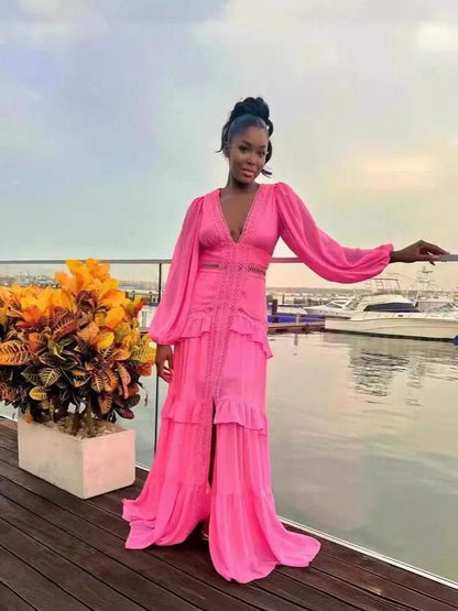 Elegant Women’s Long Sleeved Ruffle Dress - Stylish Party Wear - Buy Center US