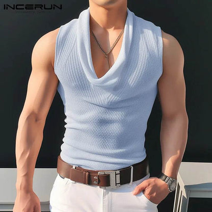 INCERUN Men’s Solid Color Sleeveless Tank Tops - Summer Streetwear S-5XL - Buy Center US