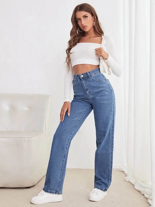 LEEYOVEE Women's Slimming Straight Jeans - All-Match Casual Style - Buy Center US