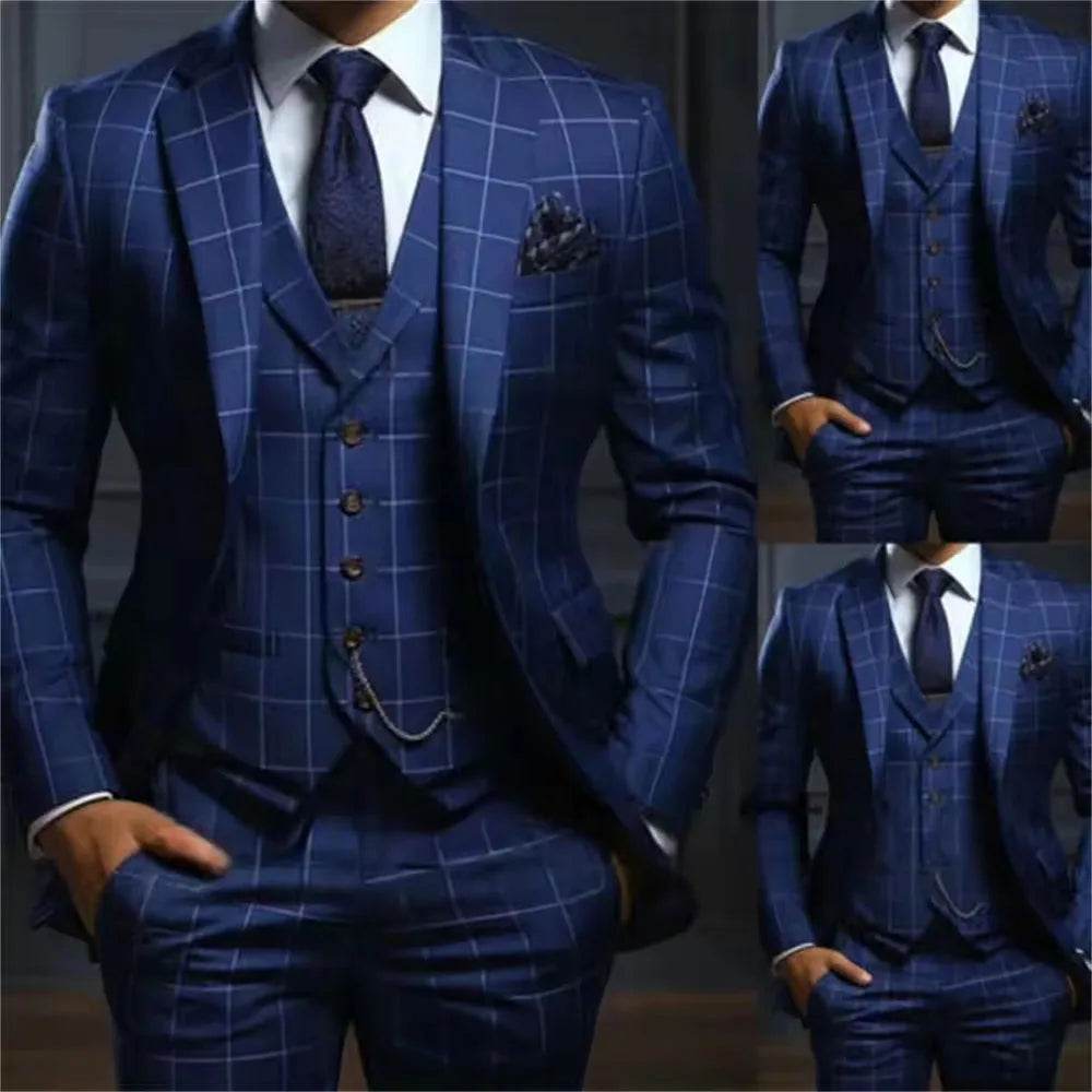 SILIWEYA Elegant Men's Slim Fit 3-Piece Suit - High Quality & Formal Wear - Buy Center US