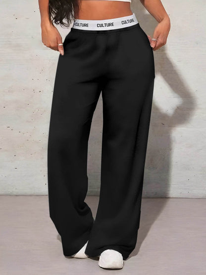 Women's High Waist Wide Leg Pants - Casual Solid Color Style - Buy Center US